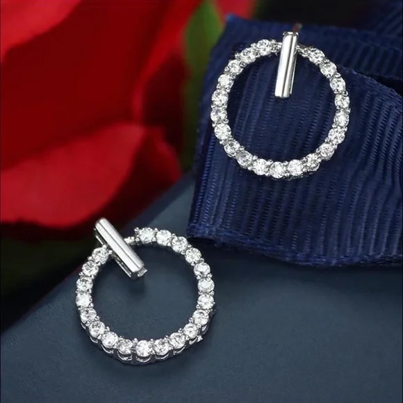✨NEW✨925 Sterling silver loop Earrings with Crystal Rhinestone for women